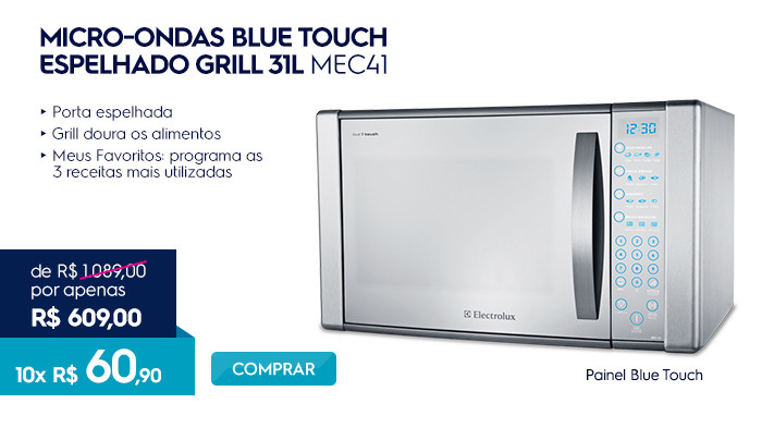 Micro-ondas Blue Touch espelhado grill 31L MEC41