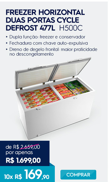 Freezer horizontal duas portas Cycle Defrost 477L H500C