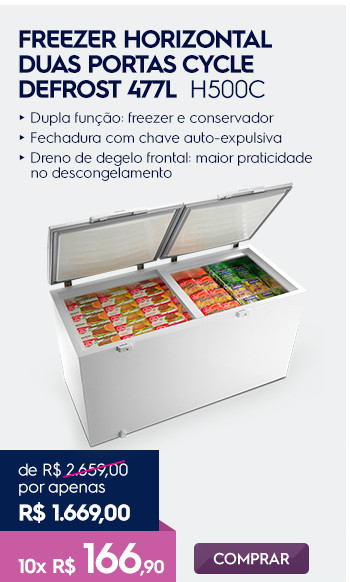Freezer horizontal duas portas Cycle Defrost 477L H500C