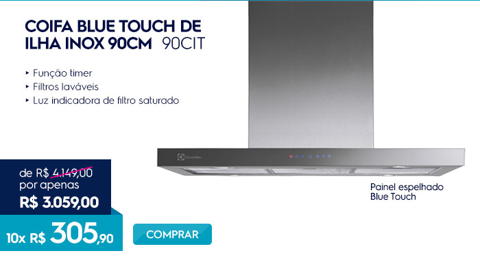 Coifa Blue Touch de ilha inox 90cm 90CIT