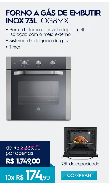 Forno a g�s de embutir inox 73L OG8MX