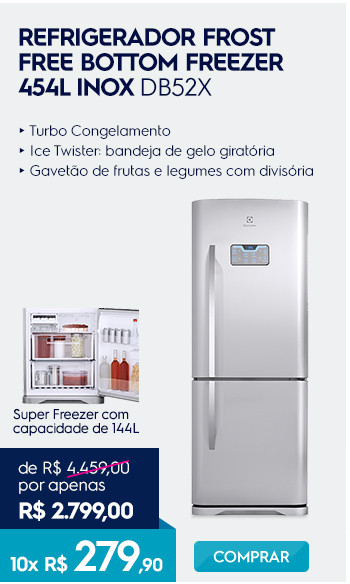 Refrigerador Frost Free Bottom Freezer 454L Inox DB52X