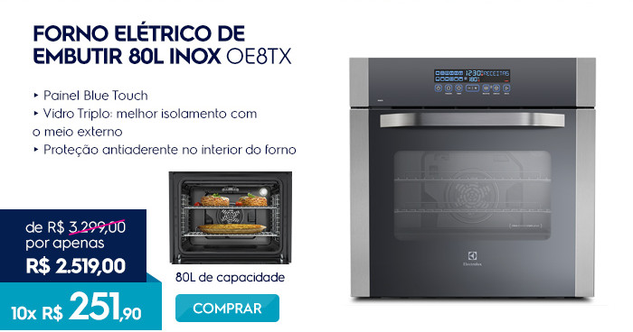 Forno el�trico de embutir 80L inox OE8DX