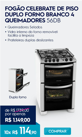 Fog�o Celebrate de piso duplo forno branco 4 queimadores 56DB
